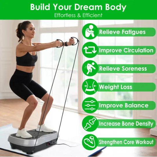 Vibration Exercise Machine With Resistant Bands Remote Control for Whole Body