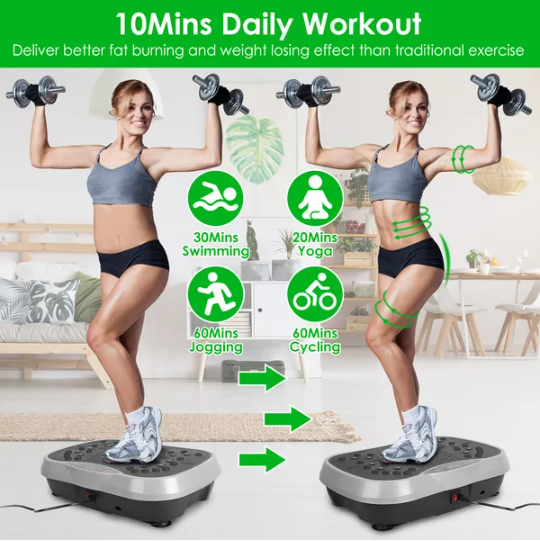 Vibration Exercise Machine With Resistant Bands Remote Control for Whole Body