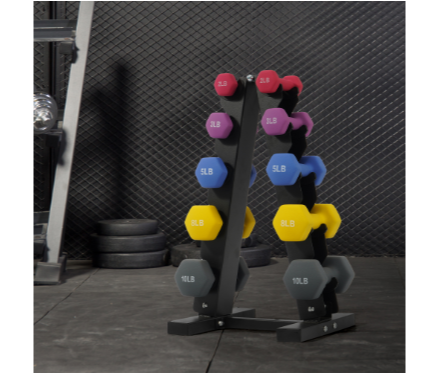 Neoprene Dumbbell Set With Rack, Multiple Weight Options, Set