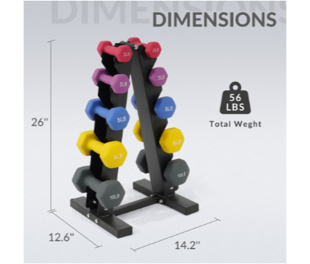 Neoprene Dumbbell Set With Rack, Multiple Weight Options, Set