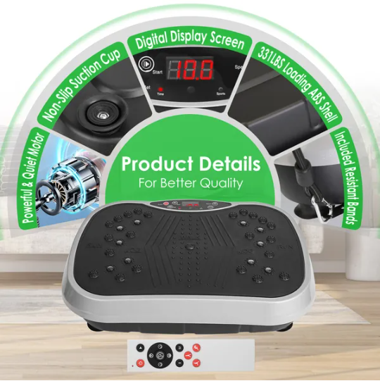 Vibration Exercise Machine With Resistant Bands Remote Control for Whole Body
