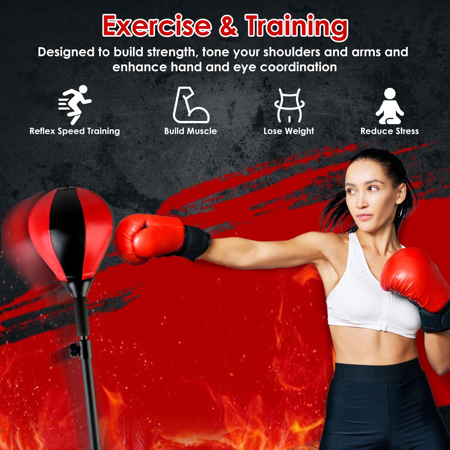Punching Bag With Stand, Free Standing Boxing Ball For Adults
